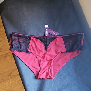 NWT Adore Me Red and Black Lace Hip Hugger Panty Womens Size S